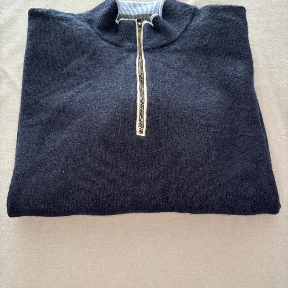 Greyson Men's Dark Blue Zip-Up Sweater